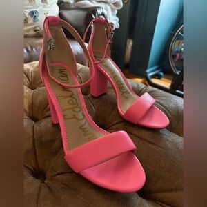 sam edelman hot pink ankle strap block heel sandals Size 8